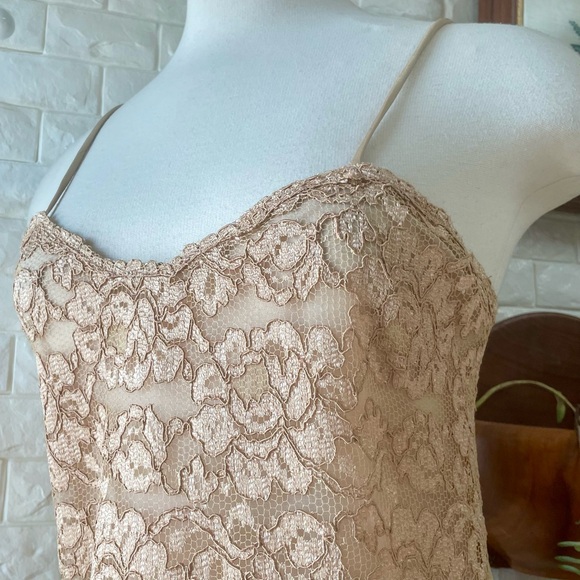 Vintage 1990s Y2K Circa 2000 Lace Overlay Spaghetti Strap Mini Dress - Picture 3 of 14